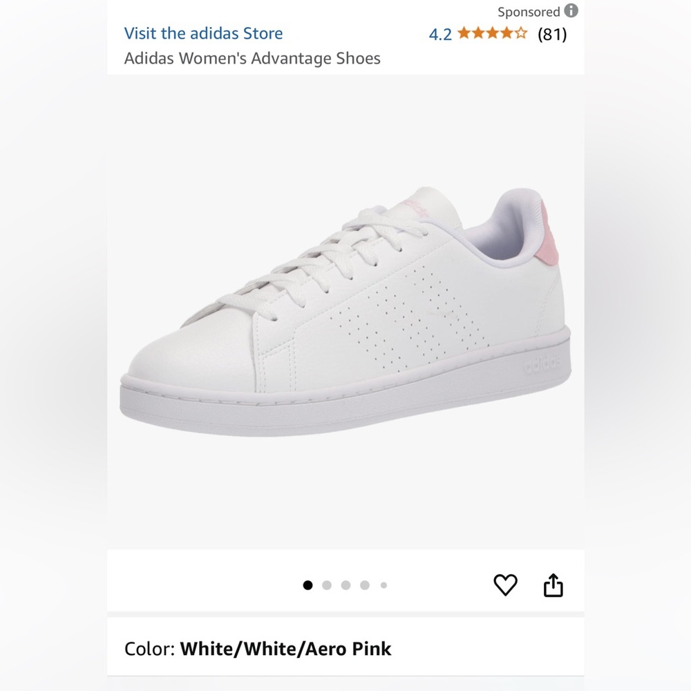 Used Adidas women’s advantage shoes white/aero pink size 8.5
